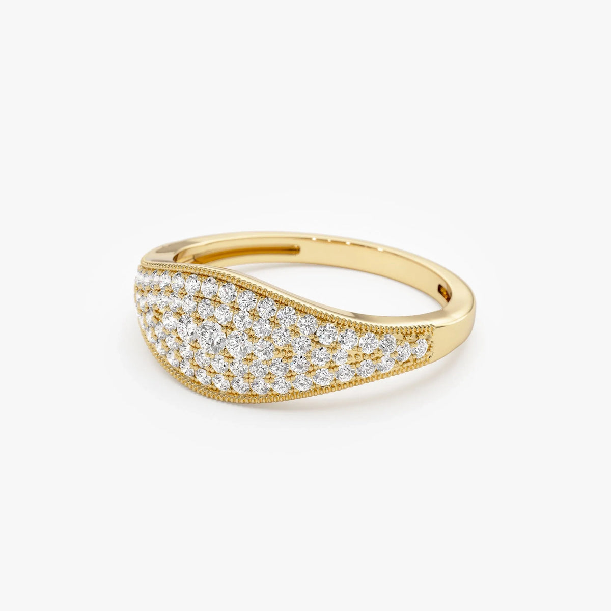 14k Solid Gold Round Diamond 0.40 Carat Pave Setting Statement Ring