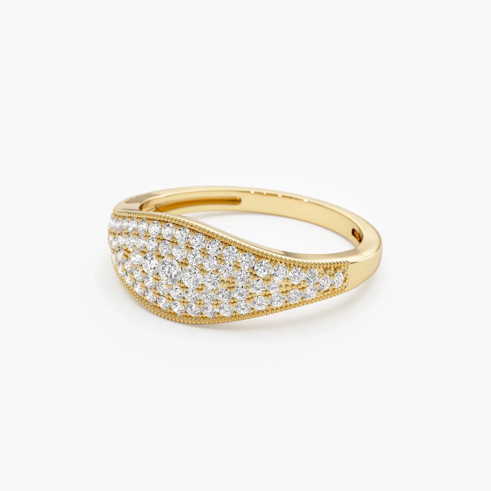 14k Solid Gold Round Diamond 0.40 Carat Pave Setting Statement Ring