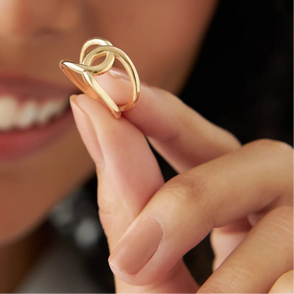 14k Solid Gold Infinity Knot Wide Statement Ring
