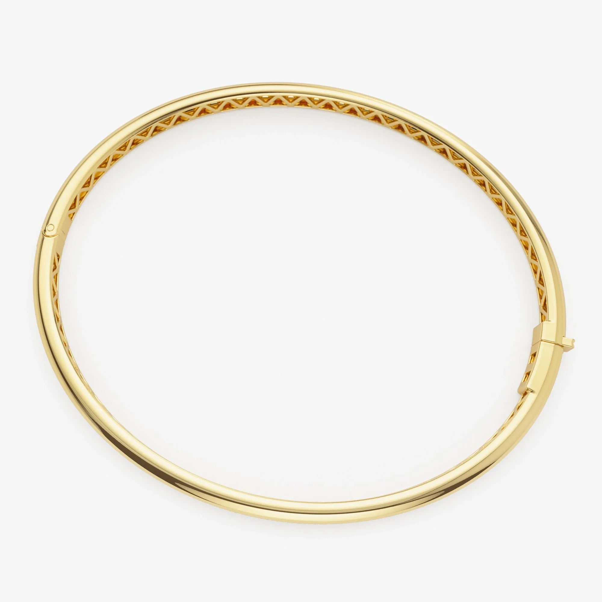 14K Solid Gold 1.00 CTW Round Diamond Dome Bangle