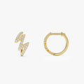 14k Gold Diamond Round Cut Modern Zigzag Wave Hoop Earrings 0.25 ctw