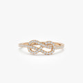 14K Solid Gold Round Diamond Infinity Knot Ring 0.24 ctw