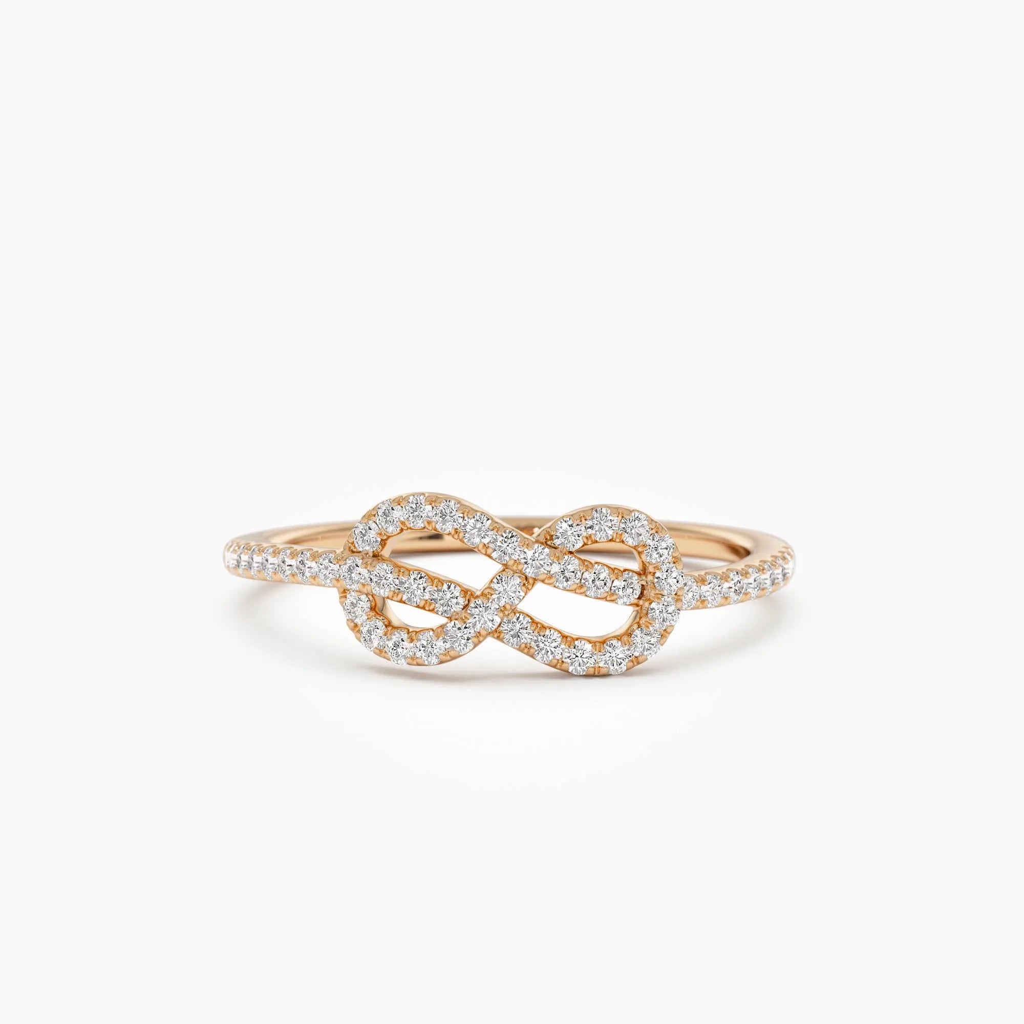 14K Solid Gold Round Diamond Infinity Knot Ring 0.24 ctw
