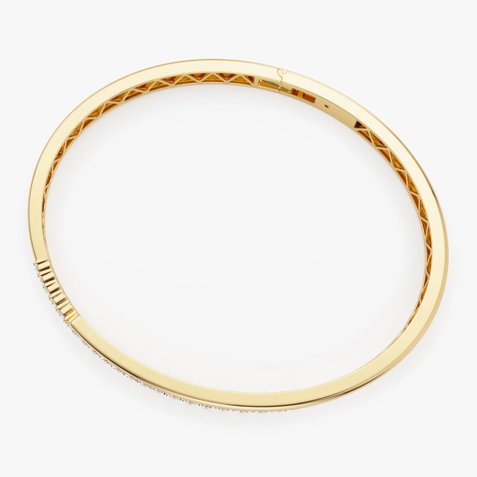14K Solid Gold 1.05 CTW Round Diamond Crossover Graduating Bangle