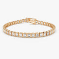 14K Solid Gold 5.75 CTW Emerald Cut Diamond Bezel Set Tennis Bracelet