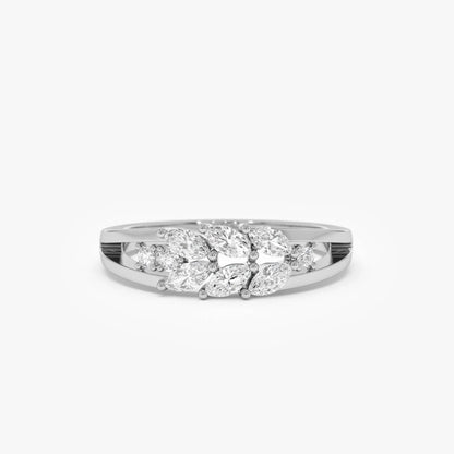 14k Gold Marquise and Round Diamond Leaf Style Ring 0.39 CTW