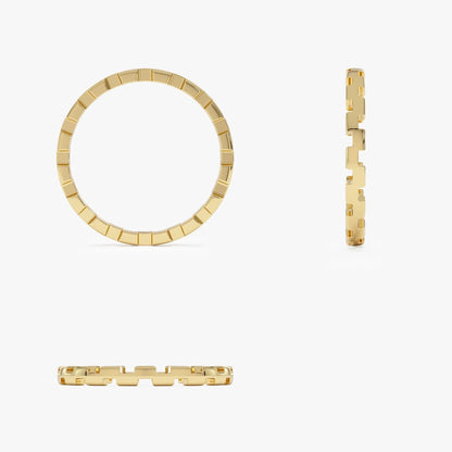14k Gold Stackable Link Ring 2mm Wide Minimalist Band