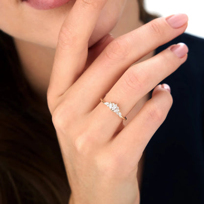 14k Solid Gold Marquise Diamond 0.30 Carat Stackable Band Ring