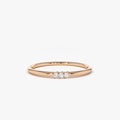 14K Gold Round Diamond 3 Stone Minimalist Ring 0.05 Ctw