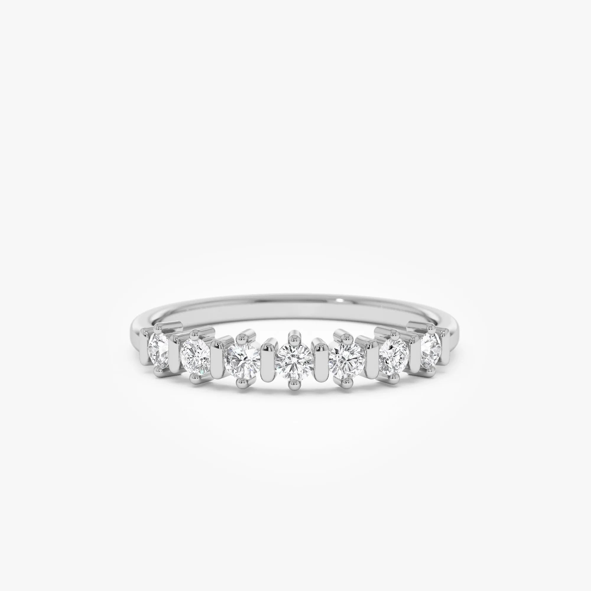 14K Solid Gold 0.20 ctw Round Cut Diamond Seven Stone Wedding Ring