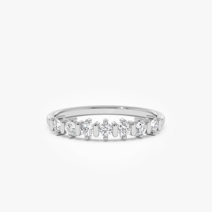 14K Solid Gold 0.20 ctw Round Cut Diamond Seven Stone Wedding Ring