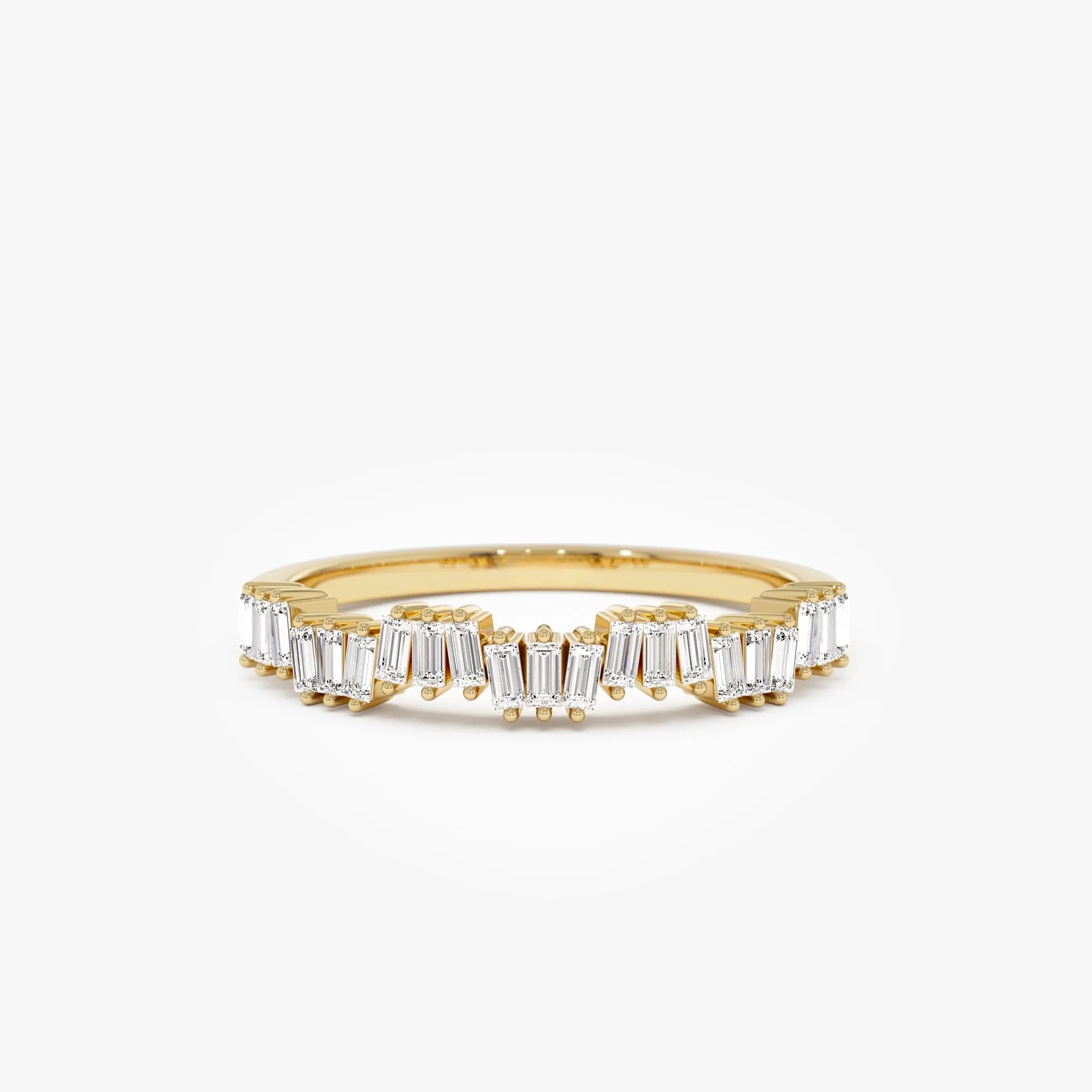14k Gold Baguette Diamond 0.30 CTW 3mm Asymmetrical Wedding Ring