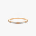 14K Solid Gold 0.15ctw Round Diamond Half Eternity Micro Pave Ring