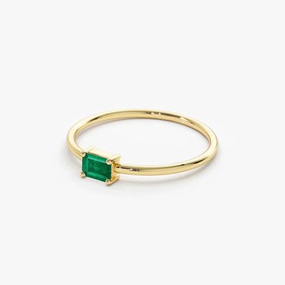 14K Solid Gold Octagon Emerald Ring 0.25 CTW Handcrafted Custom Jewelry