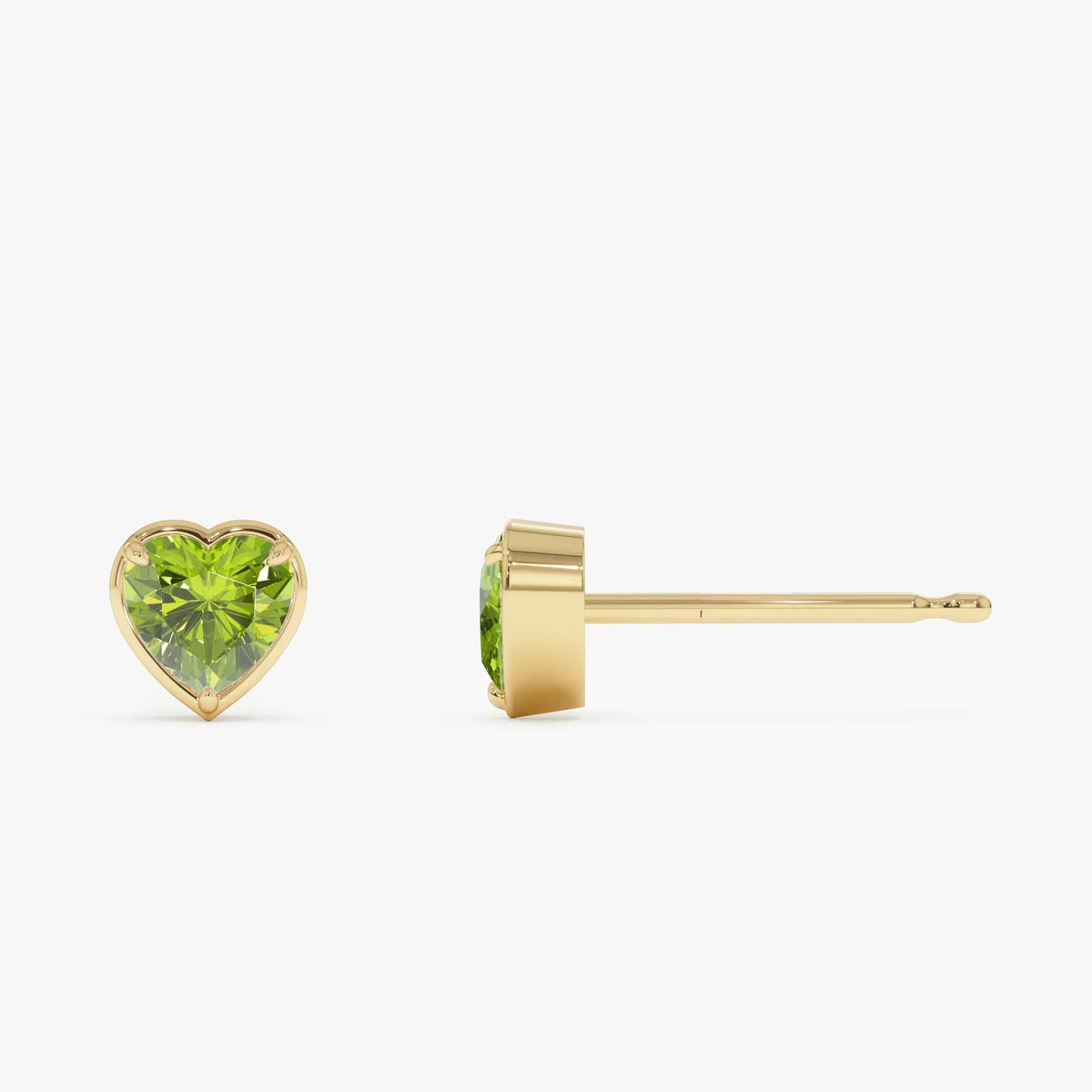 14K Solid Gold Heart Shaped Peridot Stud Earrings 0.90ctw