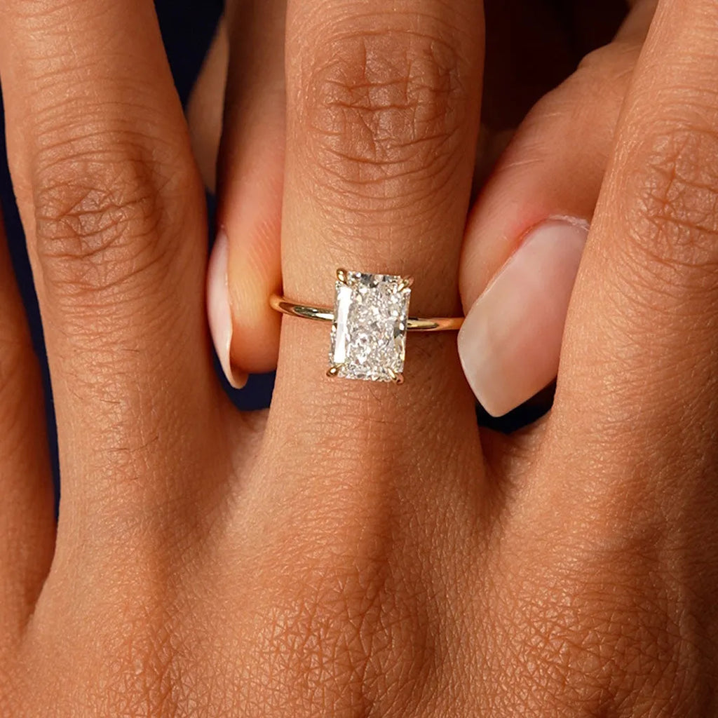 14k Gold Lab Grown Diamond 2.00 Carat Radiant Cut Prong Setting Engagement Ring Corinne