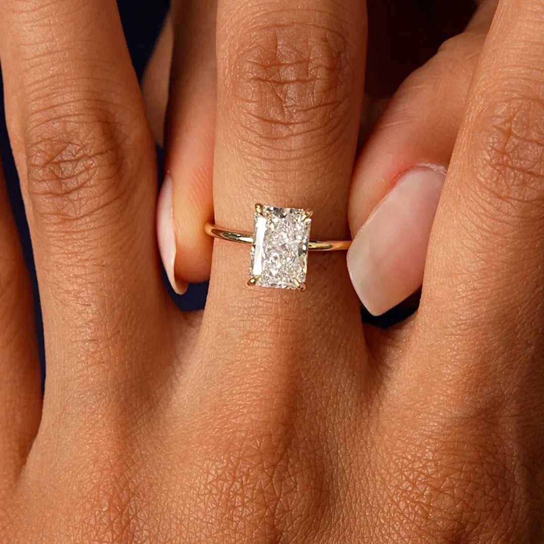 14k Gold Lab Grown Diamond 2.00 Carat Radiant Cut Prong Setting Engagement Ring Corinne
