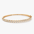 14K Solid Gold 1.58 CTW Round Diamond Bezel Set Bangle