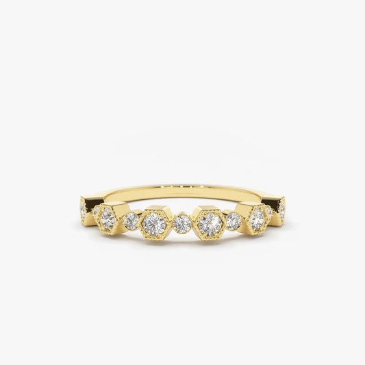 14K Gold Round Cut Diamond 0.25 Ctw Band Ring