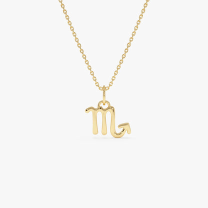 14k Solid Gold Scorpio Zodiac Charm Pendant Necklace
