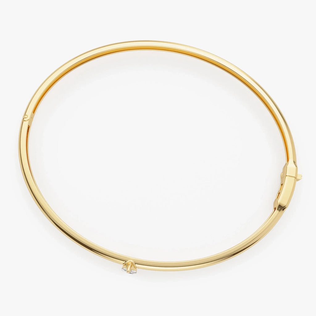 14K Solid Gold 0.20 CTW Pear Shape Diamond Solitaire Bangle