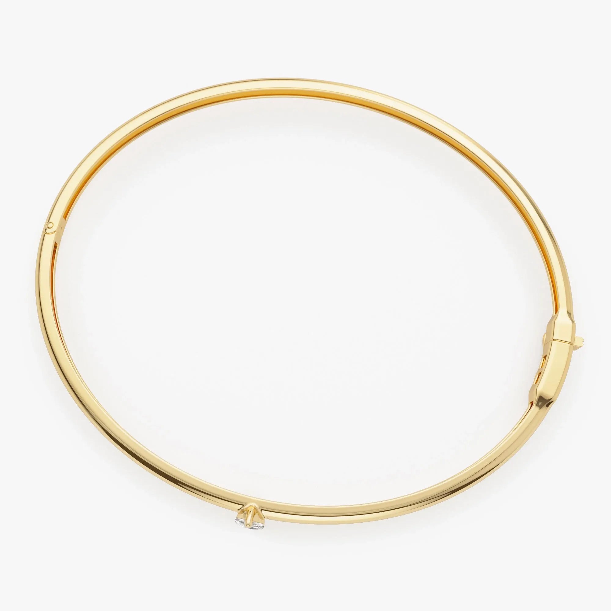 14K Solid Gold 0.20 CTW Pear Shape Diamond Solitaire Bangle