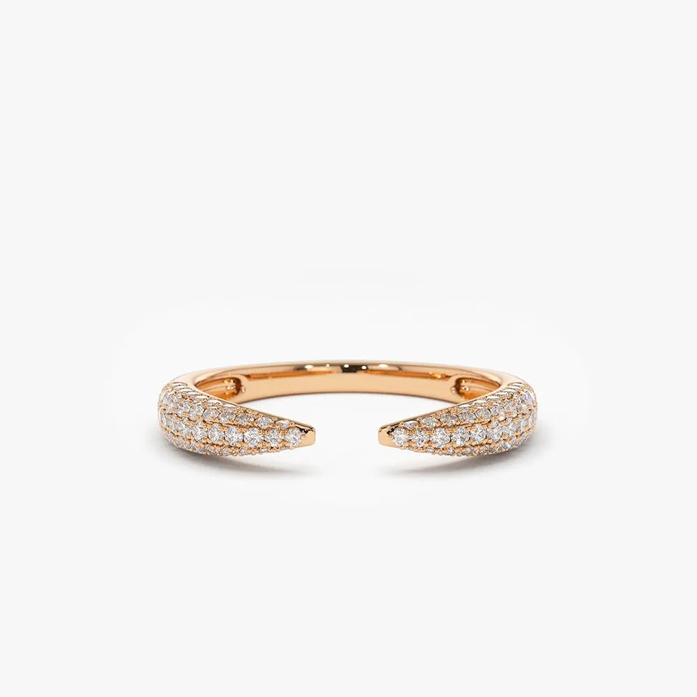 14k Gold Round Diamond 0.40ctw Micro-Pave Claw Ring