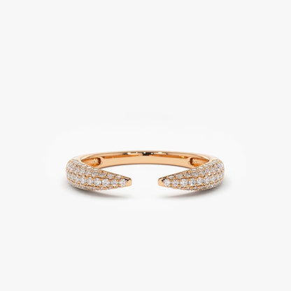 14k Gold Round Diamond 0.40ctw Micro-Pave Claw Ring