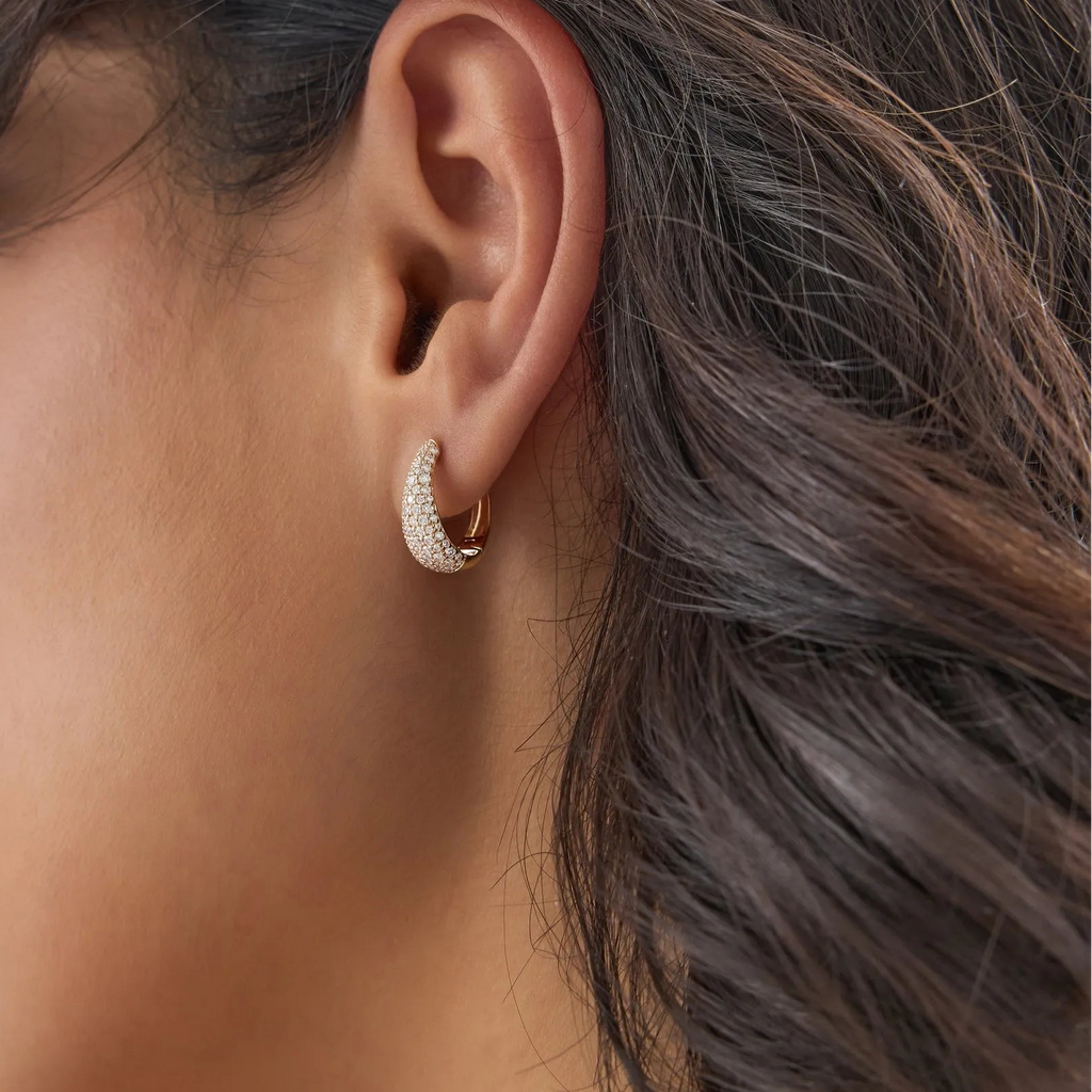 14k Gold Diamond Round Cut Teardrop Hoop Earrings 0.83 ctw