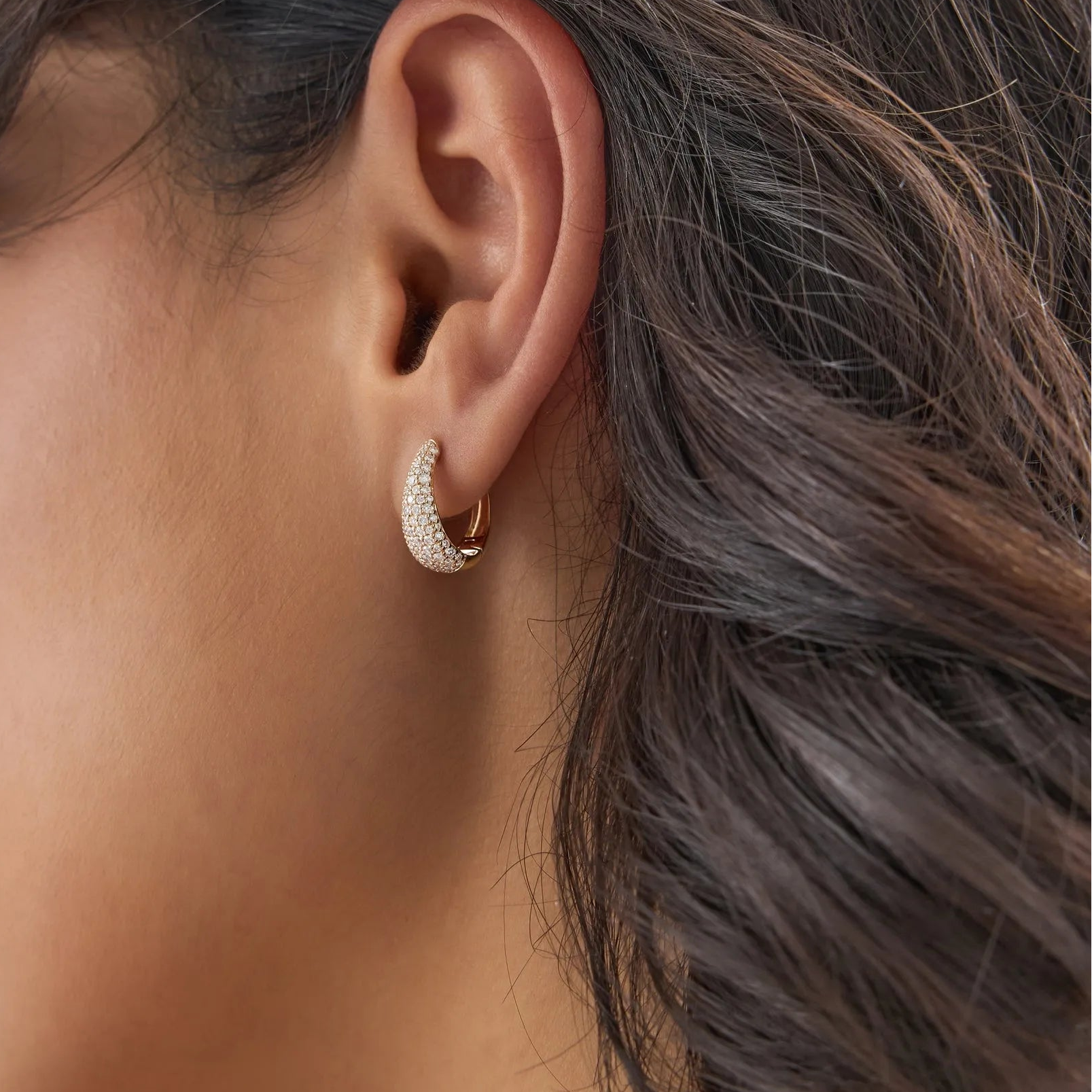 14k Gold Diamond Round Cut Teardrop Hoop Earrings 0.83 ctw