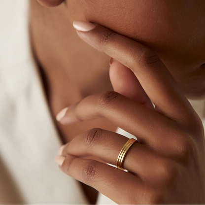 14k Solid Gold Multi Lined Wedding Band Ring