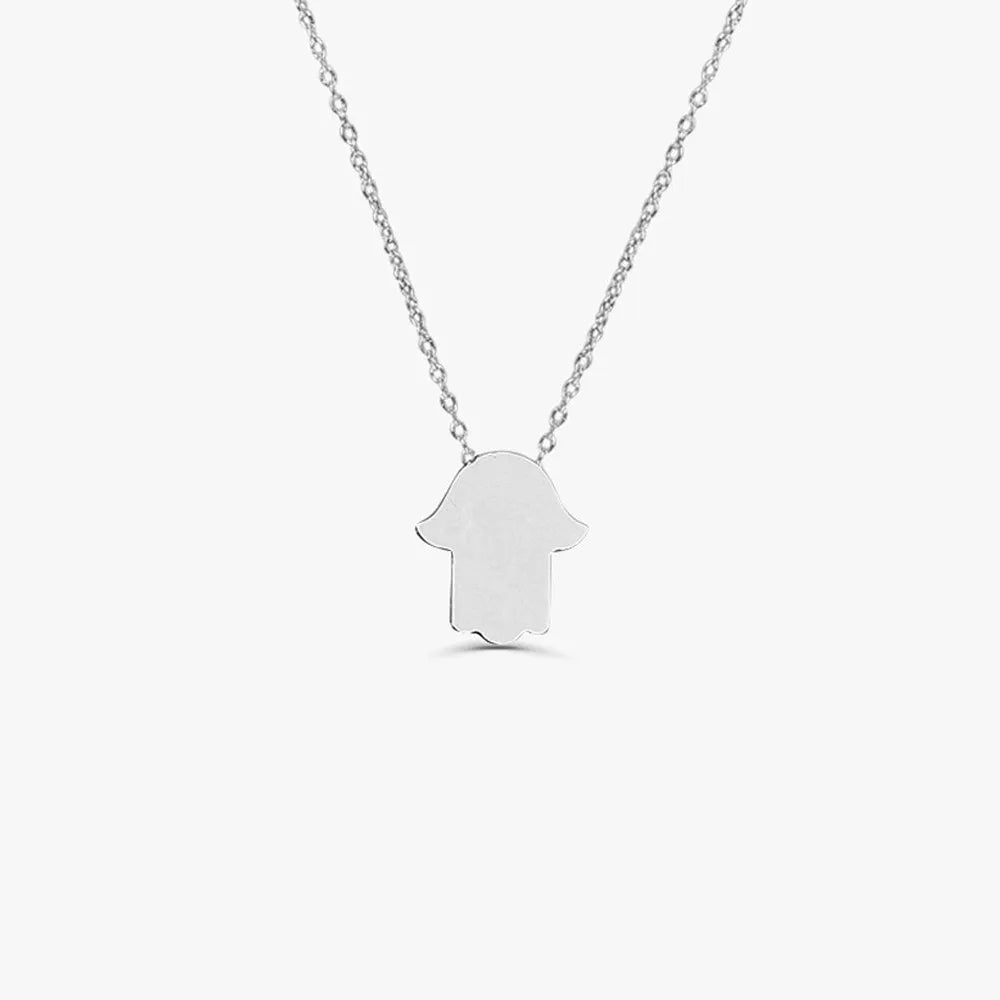 14k Solid Gold Tiny Hamsa Hand Charm Pendant Necklace