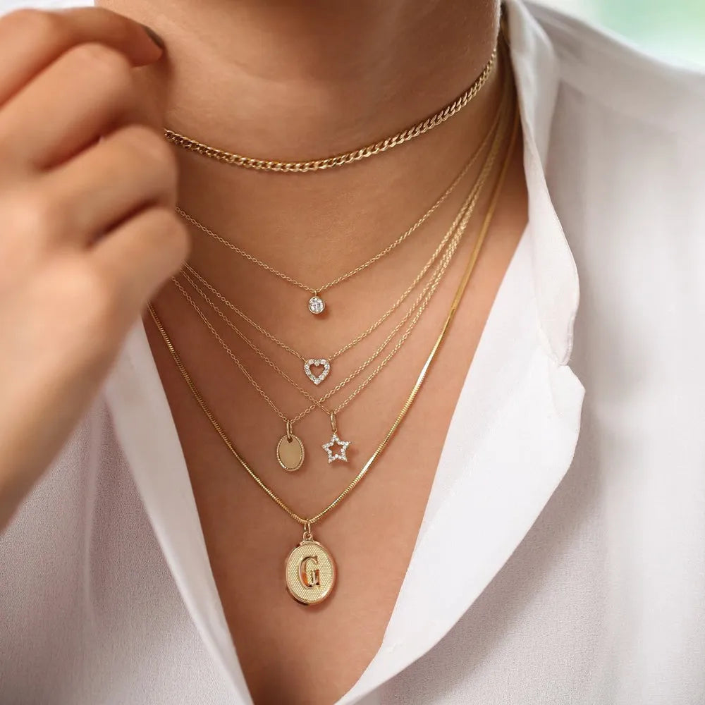14K Solid Gold Round Diamond Tiny Heart Pendant Necklace Prong Setting 0.10ctw