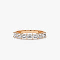 14k Gold 0.75 CTW Emerald Cut Diamond Horizontal Prong Set Wedding Band