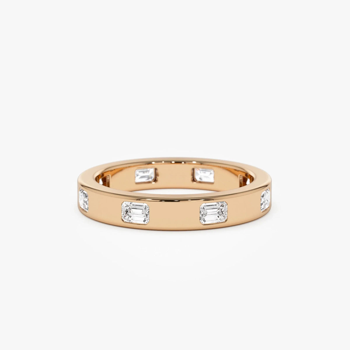 14k Solid Gold Emerald Cut Diamond Full Eternity Flush Setting Band 0.85 Carat