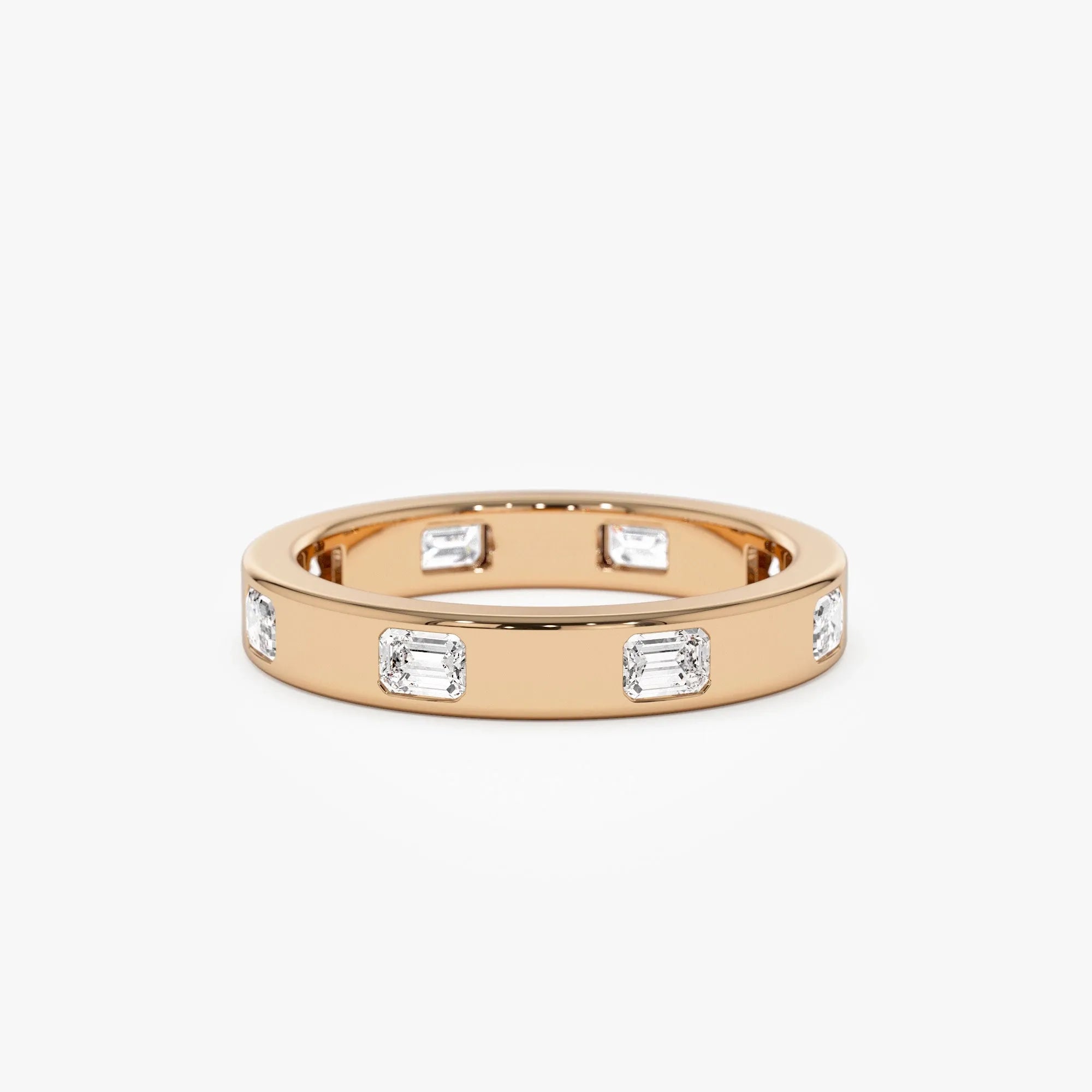 14k Solid Gold Emerald Cut Diamond Full Eternity Flush Setting Band 0.85 Carat