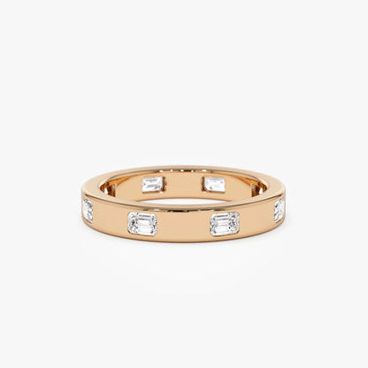 14k Solid Gold Emerald Cut Diamond Full Eternity Flush Setting Band 0.85 Carat