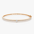14K Solid Gold 1.10 CTW Heart and Round Diamond Bangle