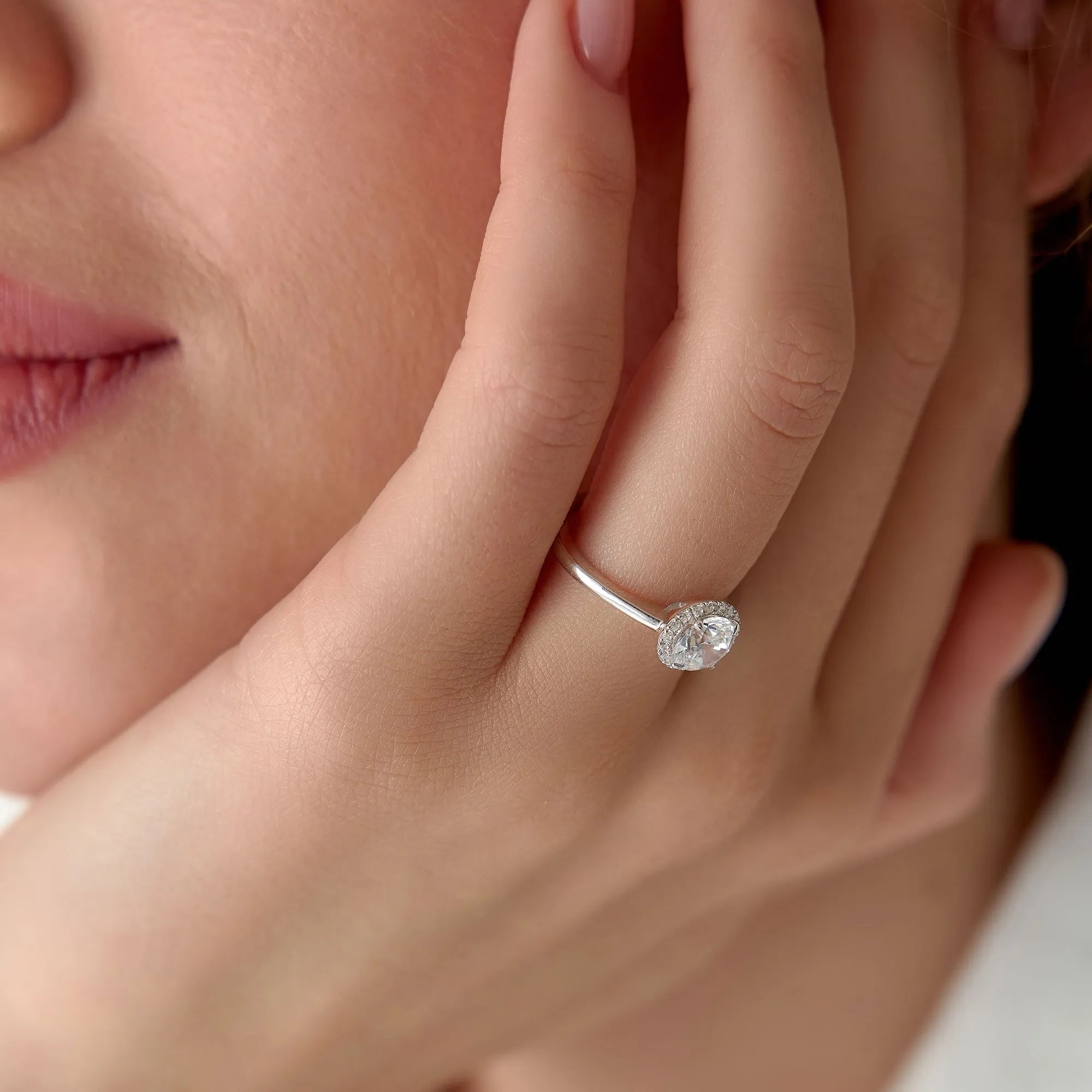 14k Gold 1.20 ctw Lab Grown Diamond Round Halo Engagement Ring Vivien