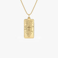 14k Solid Gold Lords Prayer Tag Pendant