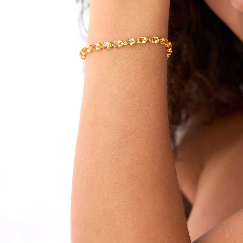 14K Yellow Gold 11.35 ctw Oval Citrine 4 Prong Tennis Bracelet