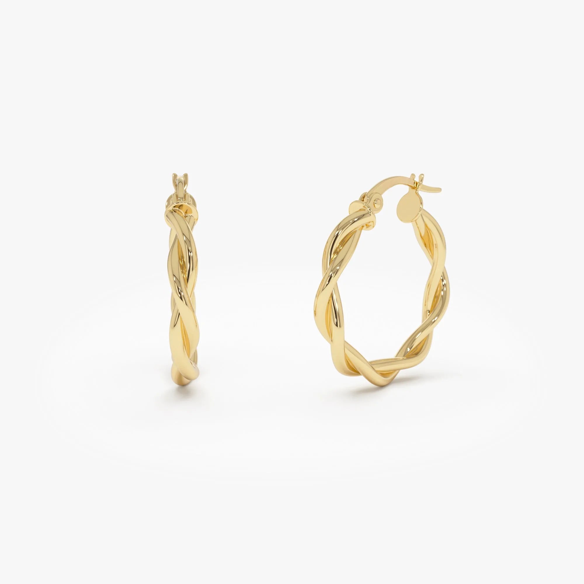 14k Yellow Gold Braided Hoop Earrings 20mm Outer Diameter 3mm Width