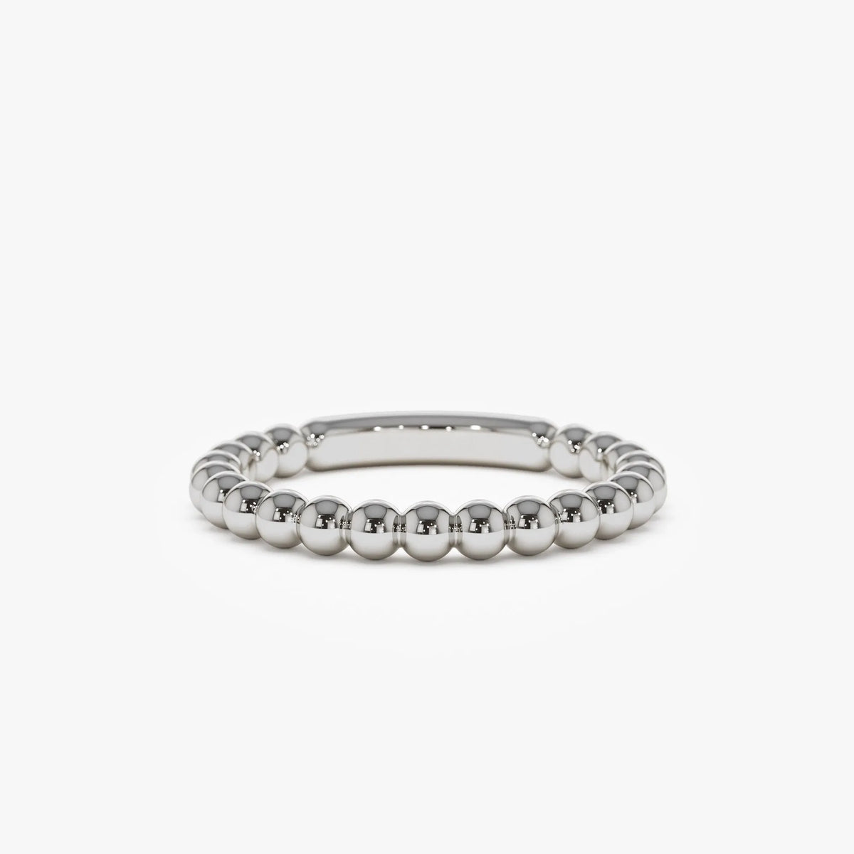 14k Solid Gold Beaded Stackable Band Ring 2.0mm Width