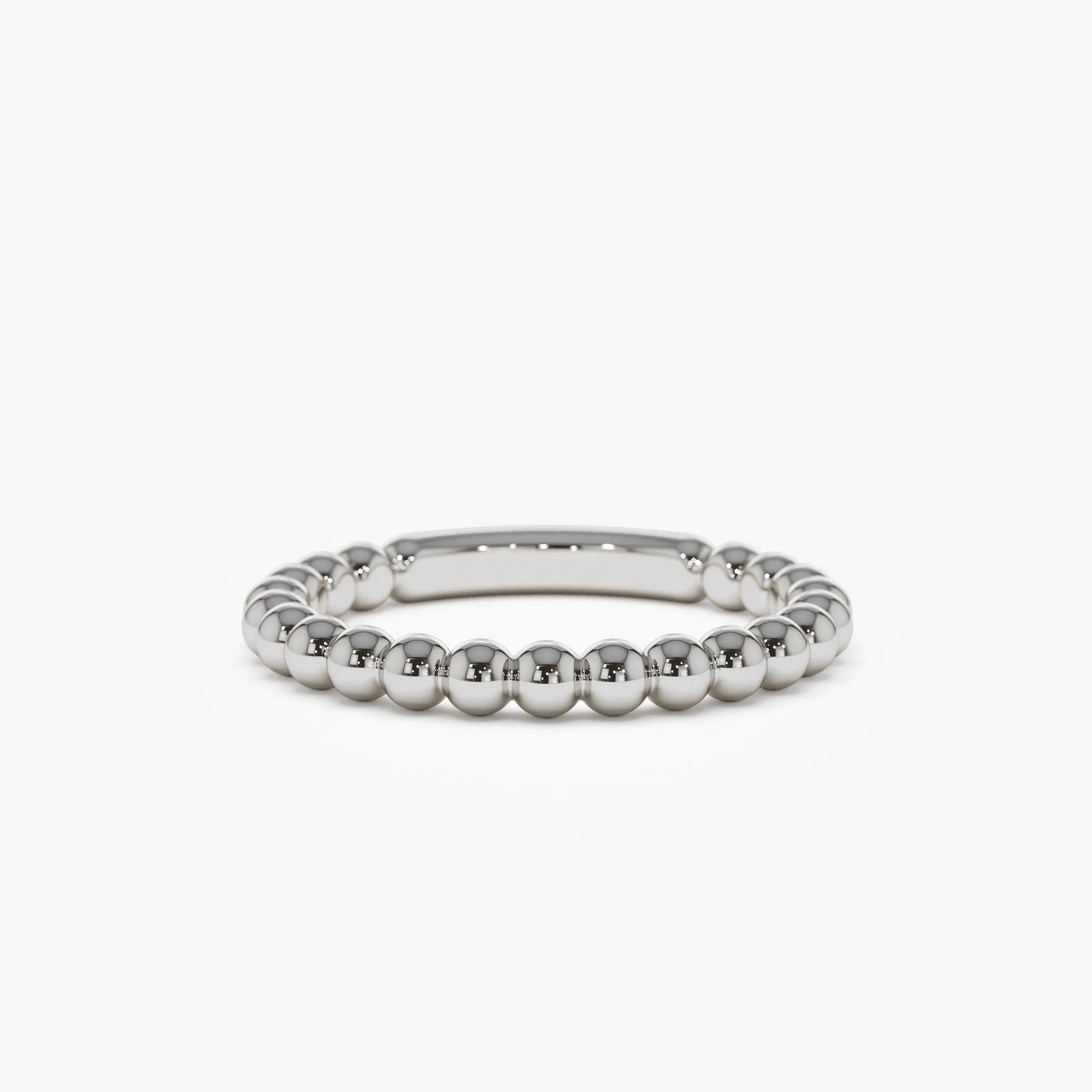 14k Solid Gold Beaded Stackable Band Ring 2.0mm Width