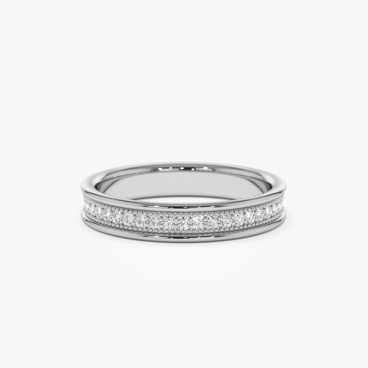 14K Solid Gold Round Natural Diamond Milgrain Full Eternity Ring 0.30 ctw