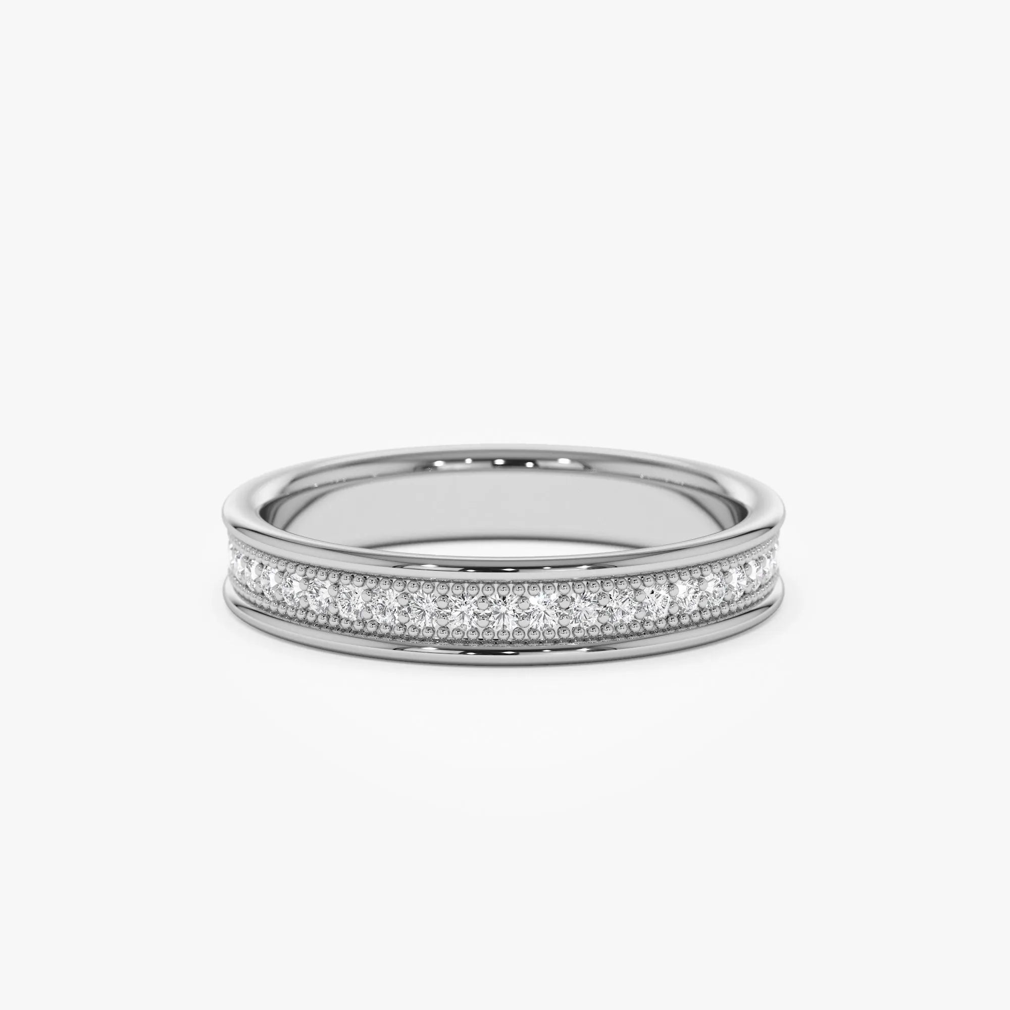 14K Solid Gold Round Natural Diamond Milgrain Full Eternity Ring 0.30 ctw