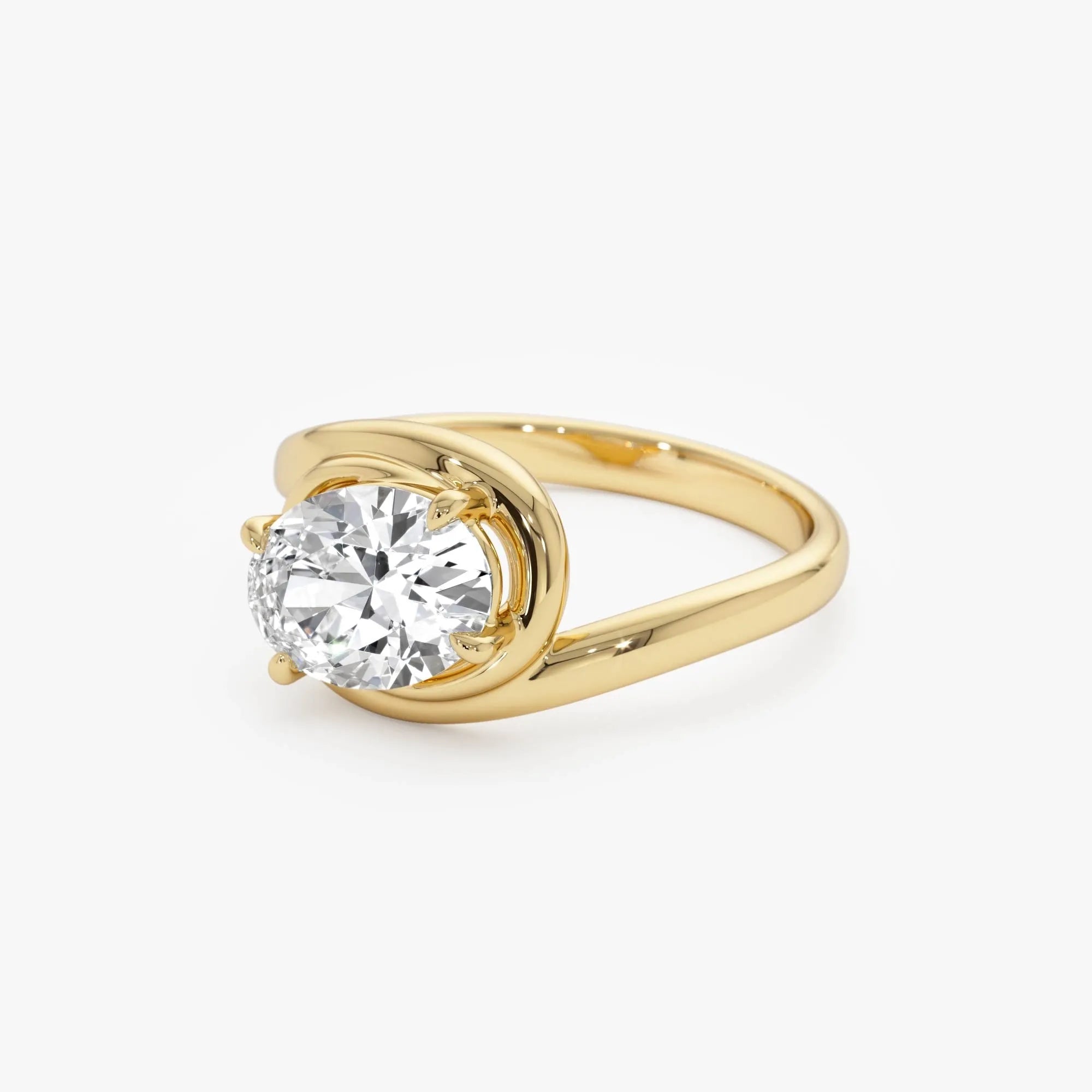 14k Gold 1.50ctw Oval Lab Grown Diamond Bypass Engagement Ring Bianca IGI Certified