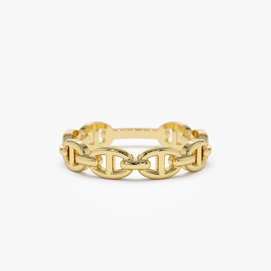 14k Solid Gold Mariner Chain Link Band Ring