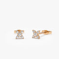 14k Gold Diamond Round Cut Criss Cross X Stud Earrings 0.15 ctw