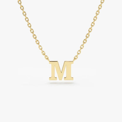 14k Solid Gold Personalized Initial Letter Pendant Necklace